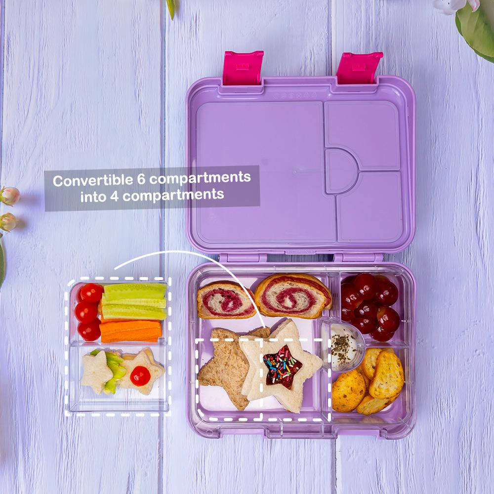Eazy kids - 6 And 4 Convertible Bento Box with Sandwich Cutter - Purple