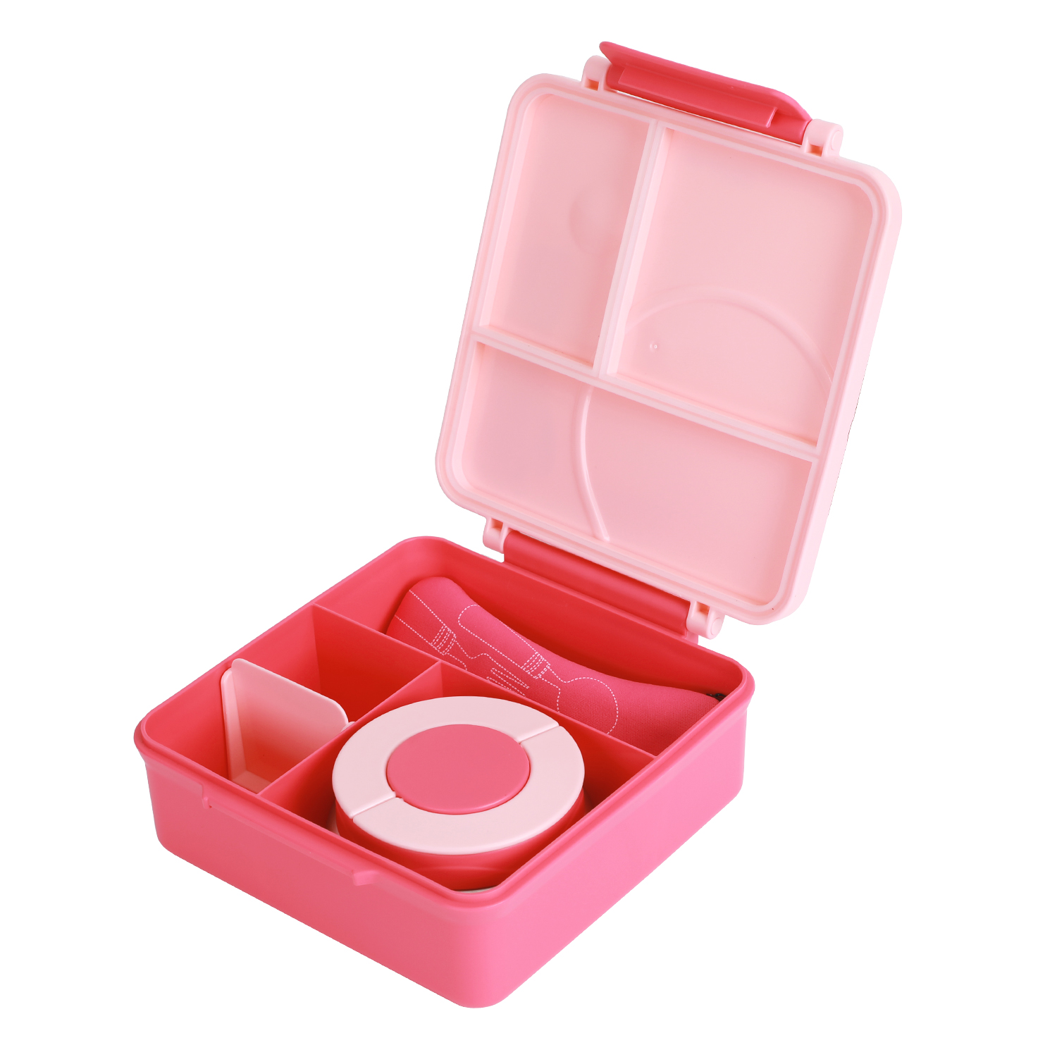 Eazy Kids - 3/4 Jumbo Lunch Box With Bowl, Spoon And Fork - Pink