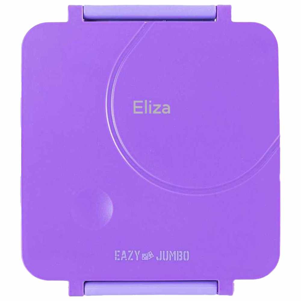 Eazy Kids - Personalized 3/4-Compartments Bento Lunch Box Set - Purple - 6 Pcs