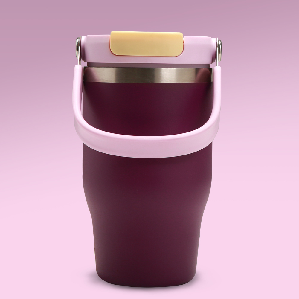 Eazy Kids - Stainless Steel Vacuum Insulated Tumbler with Handle - Purple - 500ml