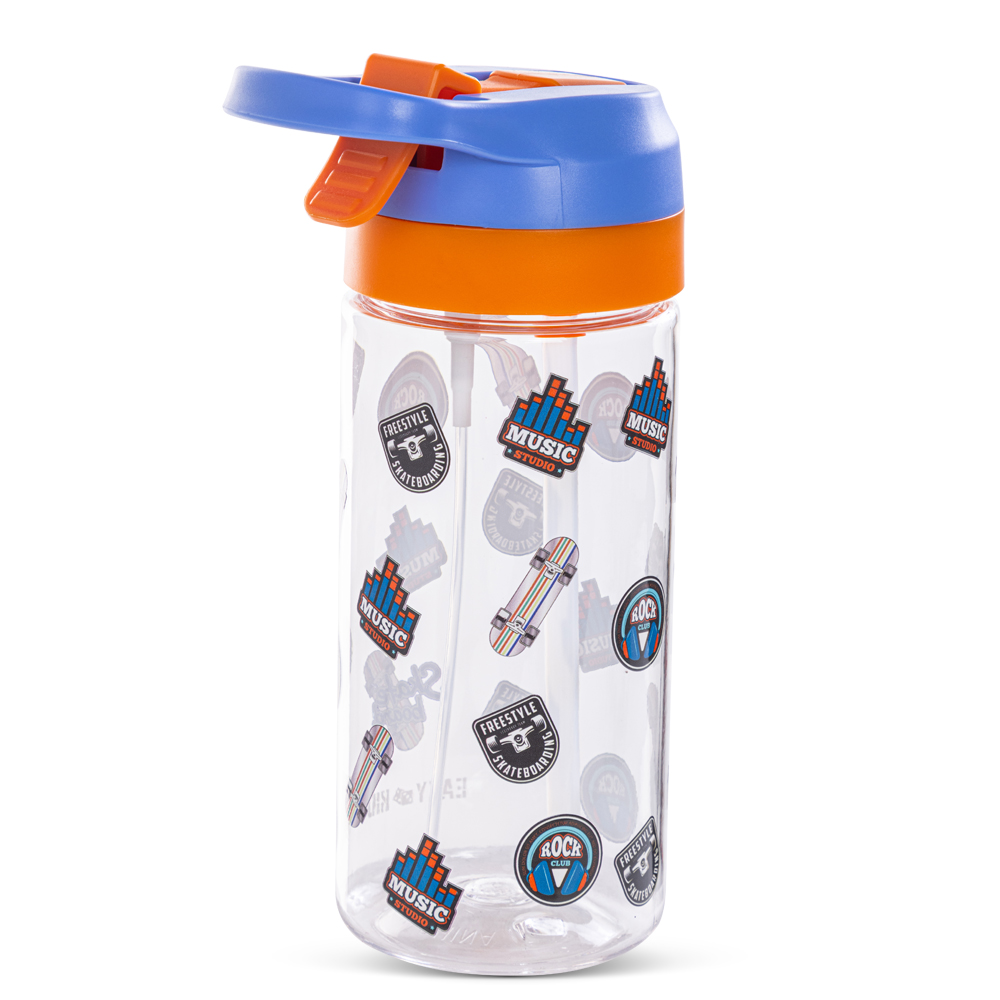 Eazy Kids - Skater Tritan Water Bottle with Spray 500ml - Blue/Orange