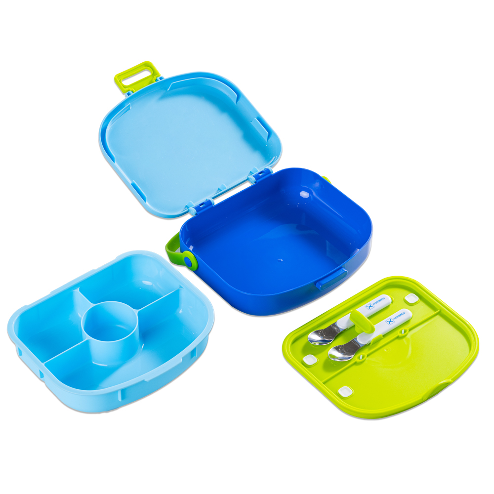 Hydrobrew - 4 Compartment Bento Lunch Box With Spoon & Fork Set - Cobalt