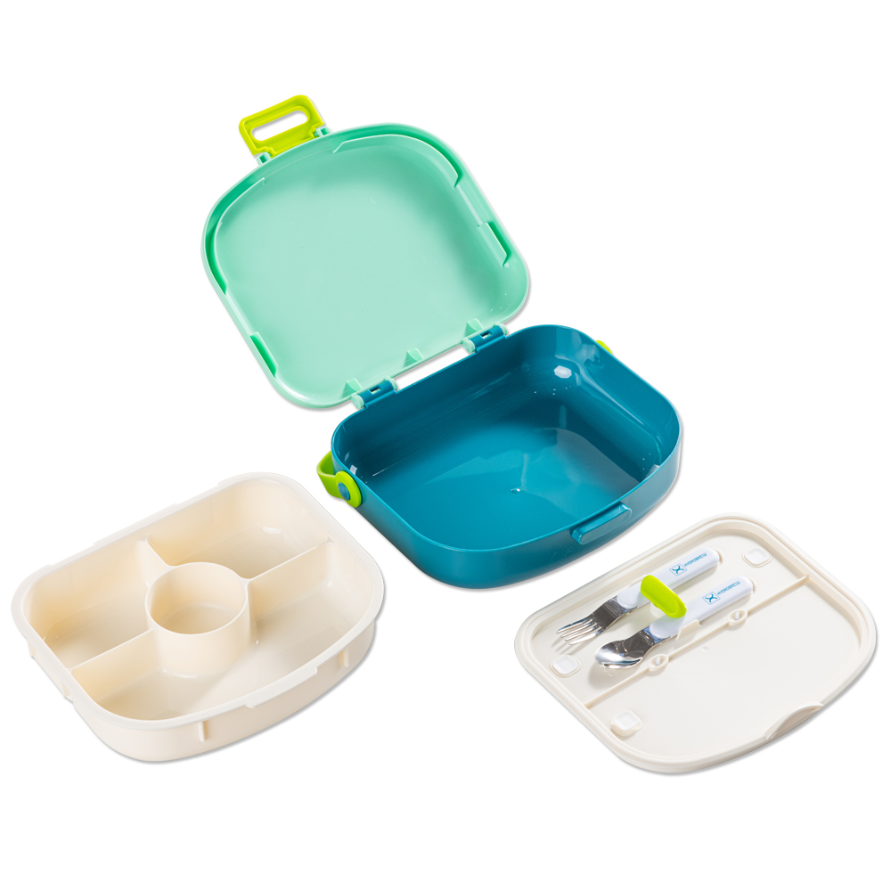 Hydrobrew - 4 Compartment Bento Lunch Box With Spoon & Fork Set - Jade