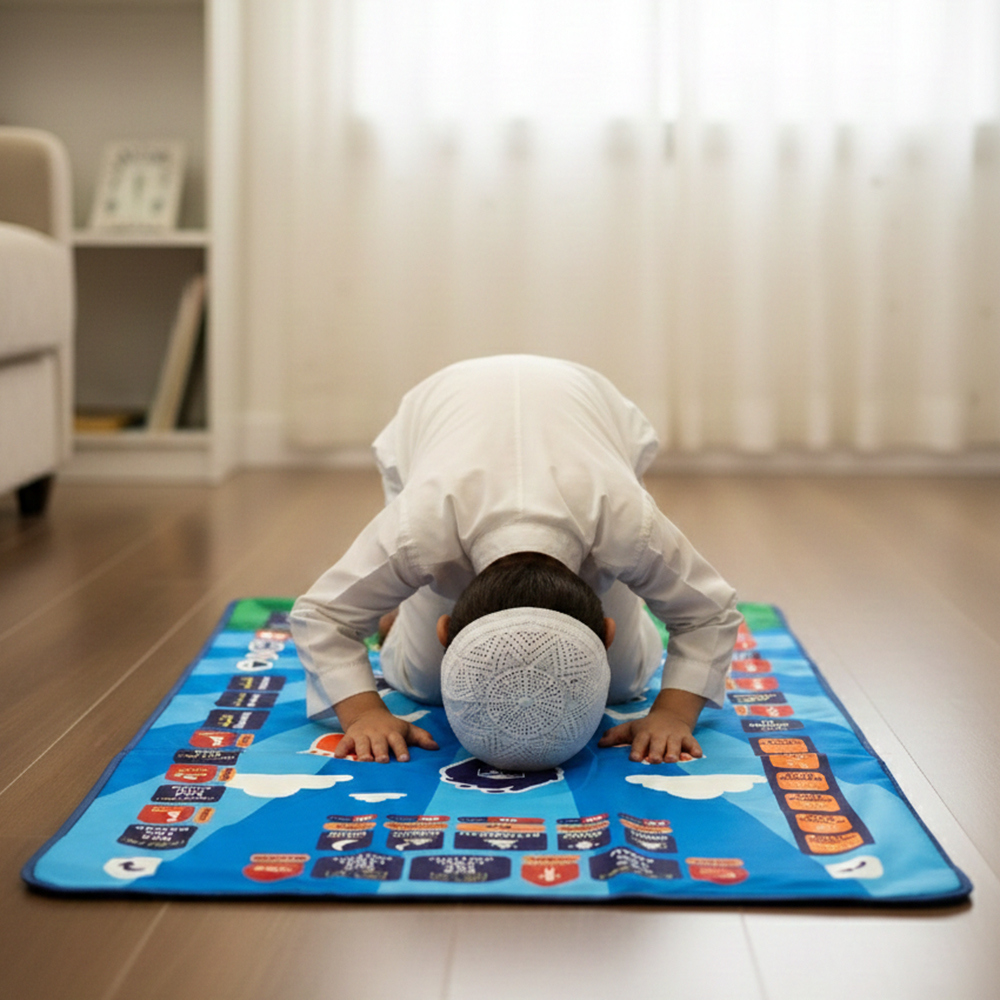 Little Story - Kids' Islamic Prayer Learning Mat - Blue