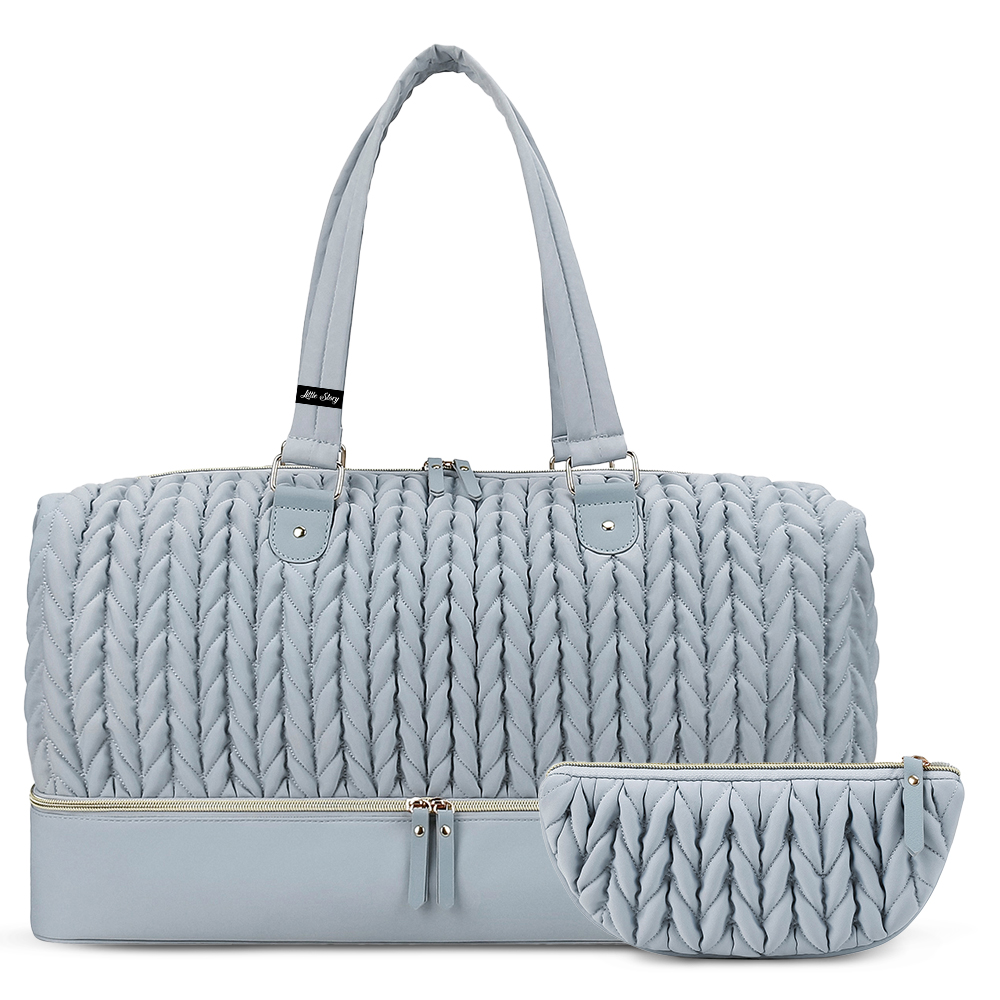 Little Story - Luxe Knit Diaper Bag With Clutch - Multicolor - 2 Pcs