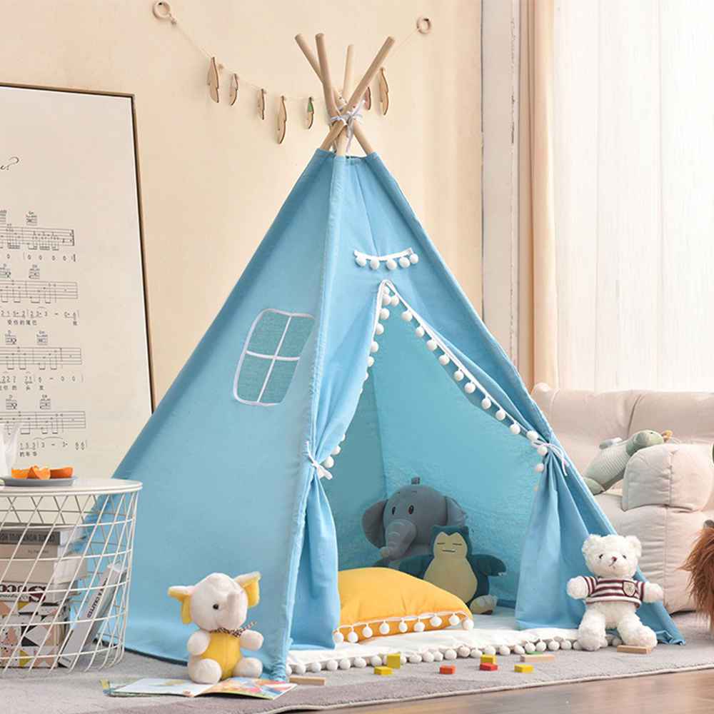 Little Story - Canvas Foldable Tent And Teepee Playhouse - Light Blue