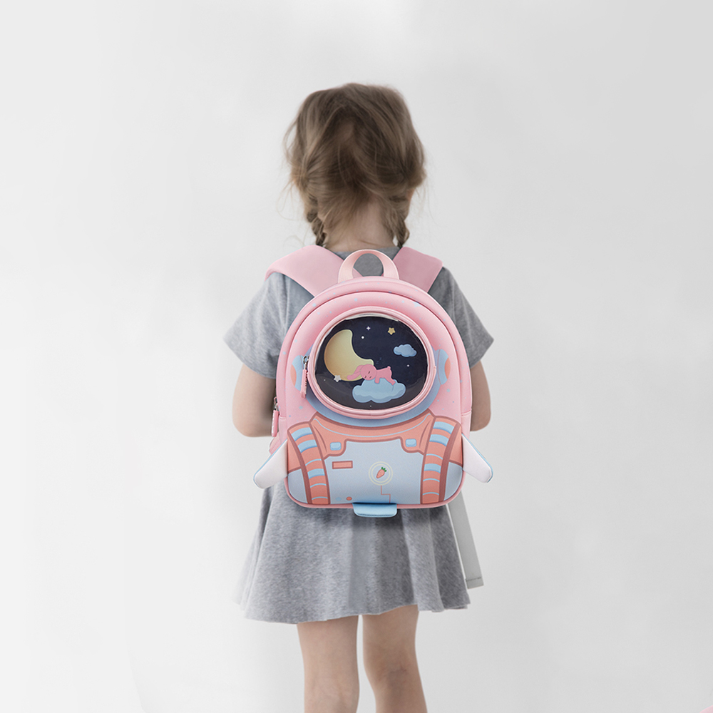 Nohoo - 3D Astronaut Kids School Bag - Pink - 10-Inch/25.5cm