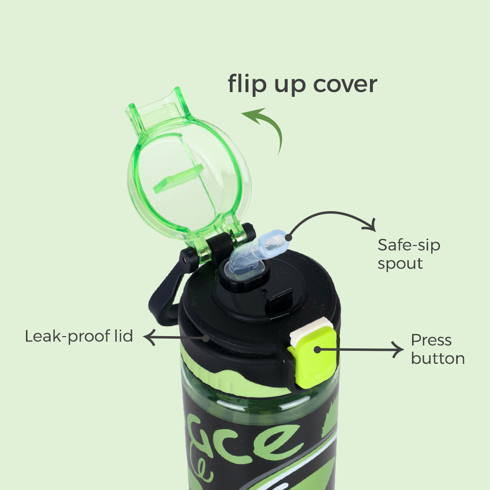 Nova Kids - Water Bottle 700ml with Straw - Black