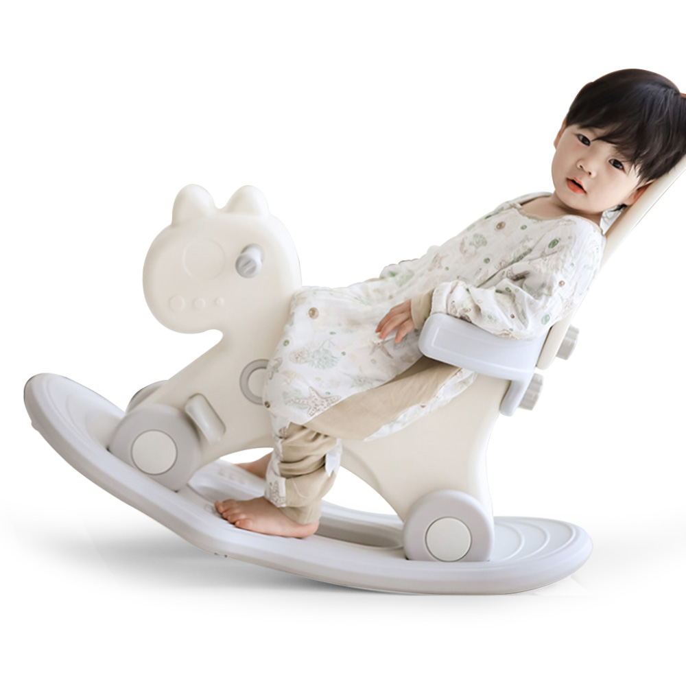 Teknum - 2-in-1 Rock Ride-On With Push Handle - White/Grey