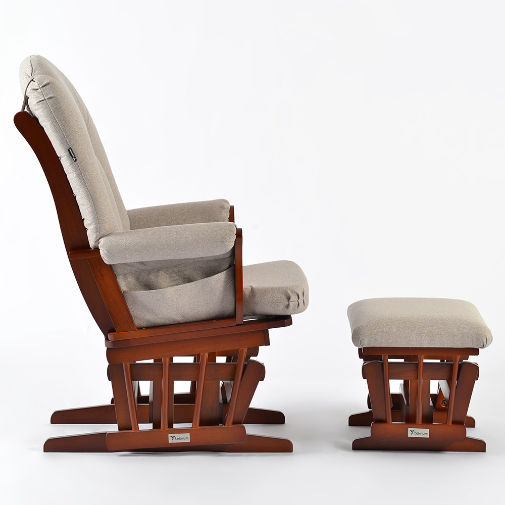 Teknum Deluxe Gliding Chair With Ottoman Set - Beige - 2 Pcs