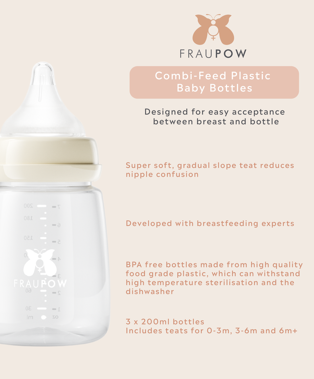 Fraupow - Combi-Feed Anti-Colic Baby Bottle Set - Clear - 3 Pcs - 200 ml
