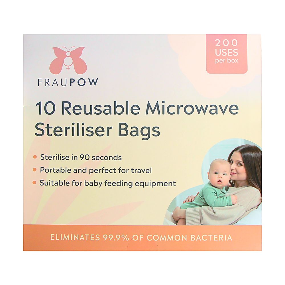 Fraupow Reusable Microwave Steriliser Bags - Clear - Pack of 10