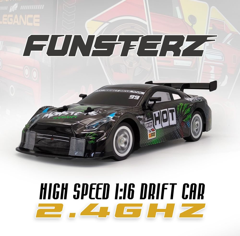 Funsterz - Drift Series Rc Car Hot Racing Monster Design - Dark Grey