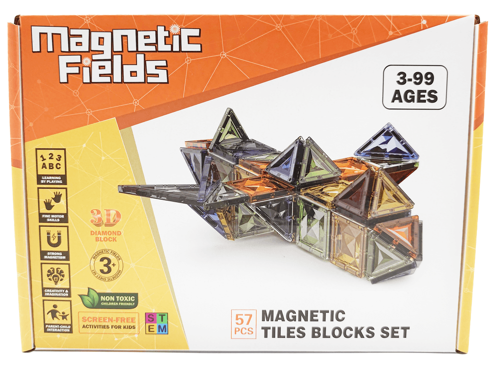 Magnetic Fields - Magnetic Tiles Blocks Set - 57 Pcs