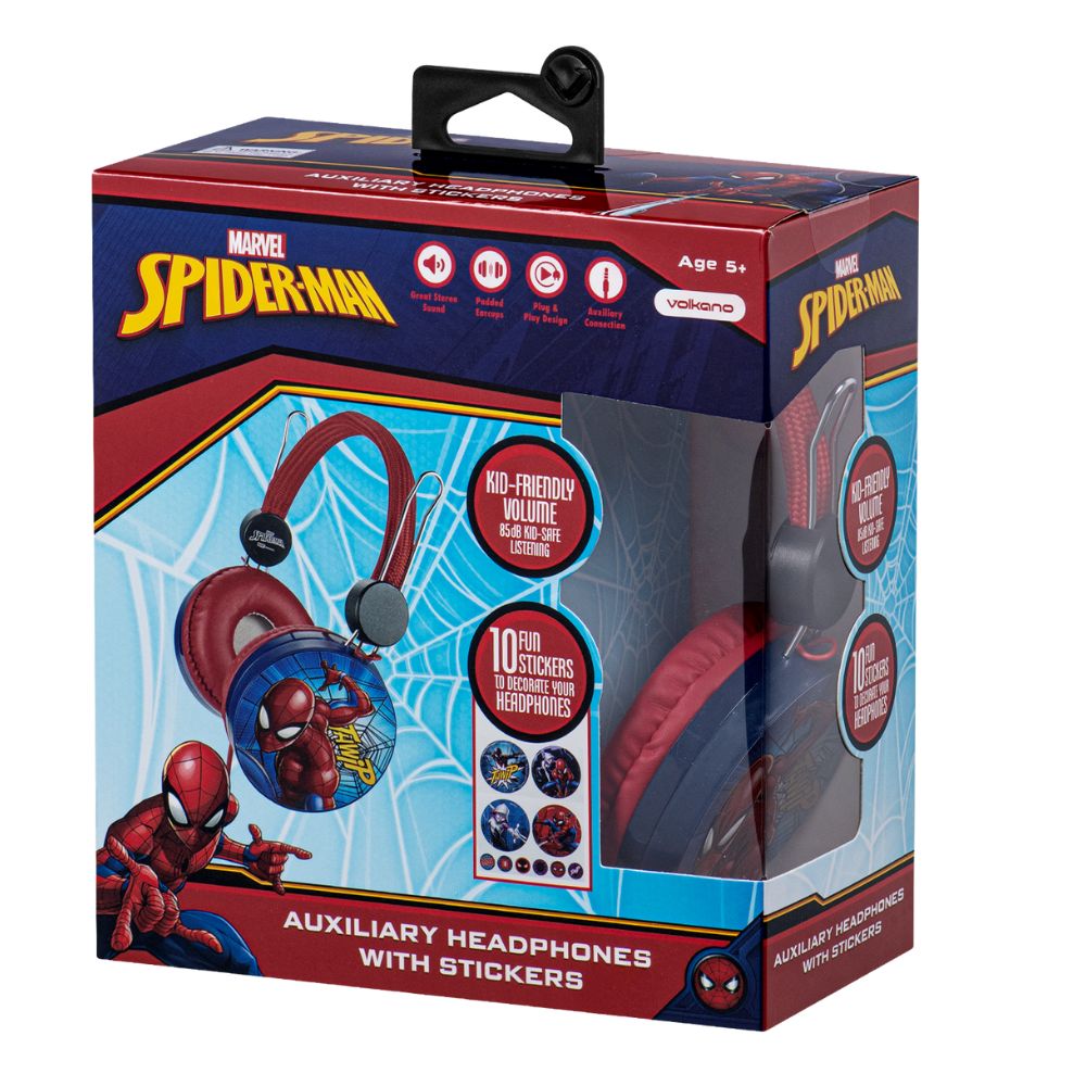 Volkano - Disney Spiderman Padded Aux Headphone With Stickers