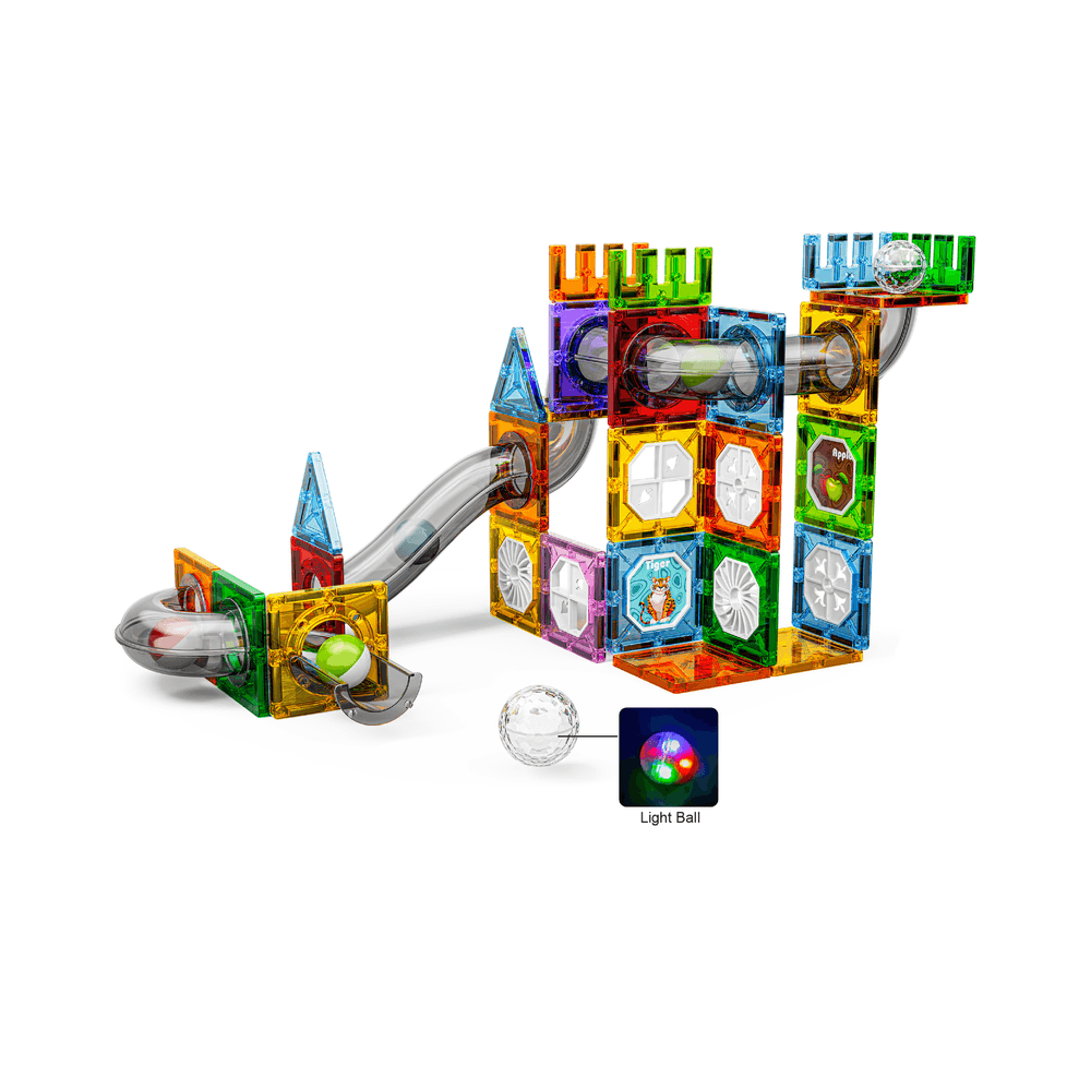 Magnetic Fields - Light Up Magnetic Tiles Blocks Pipe Set - 76 Pcs