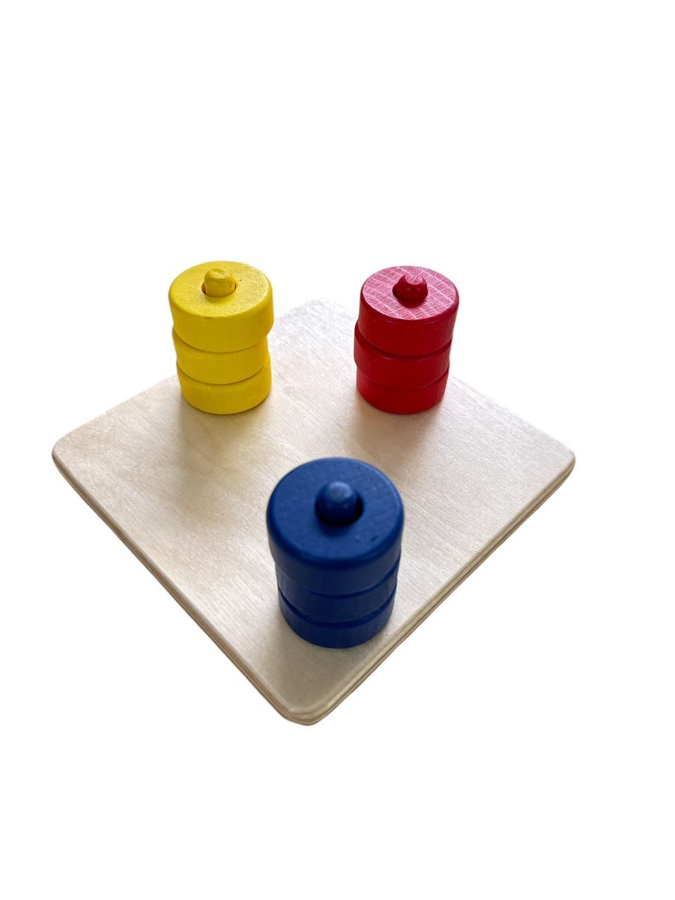 Edu Fun - Coloured Discs On Coloured Dowels - 10 Pcs