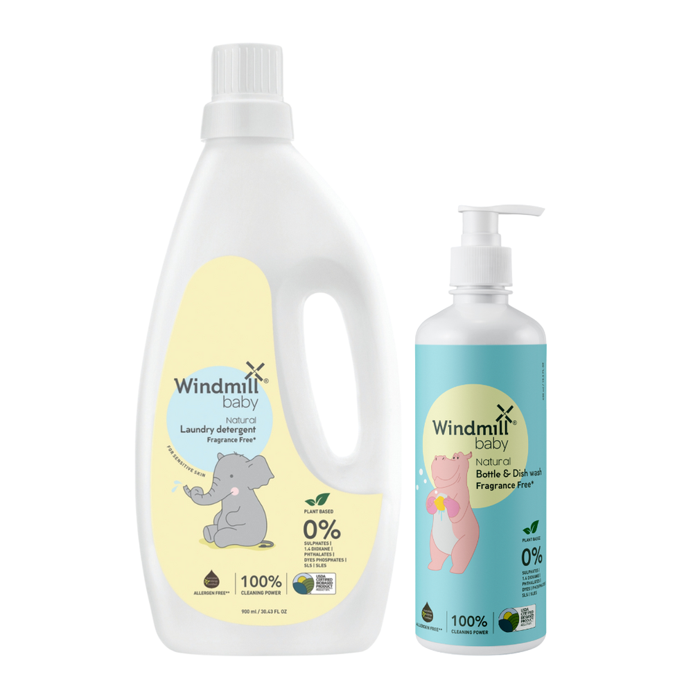 Windmill Baby Fragrance Free Laundry Detergent - 900 ml With Dish Wash - 450 ml