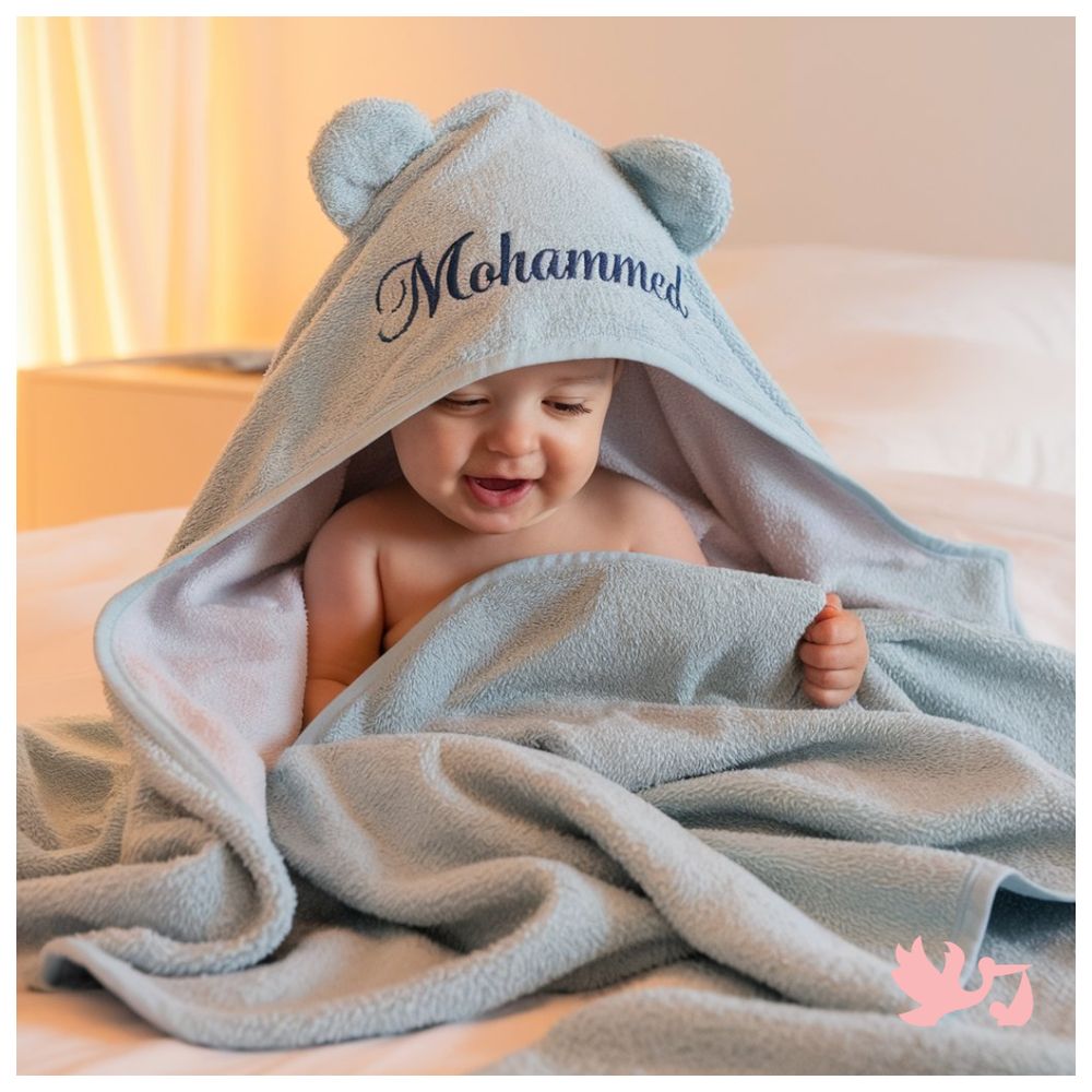 Mommy's Charms - Personalized Baby Towel And Silicone Bath Toy Set - Pink - 2 Pcs