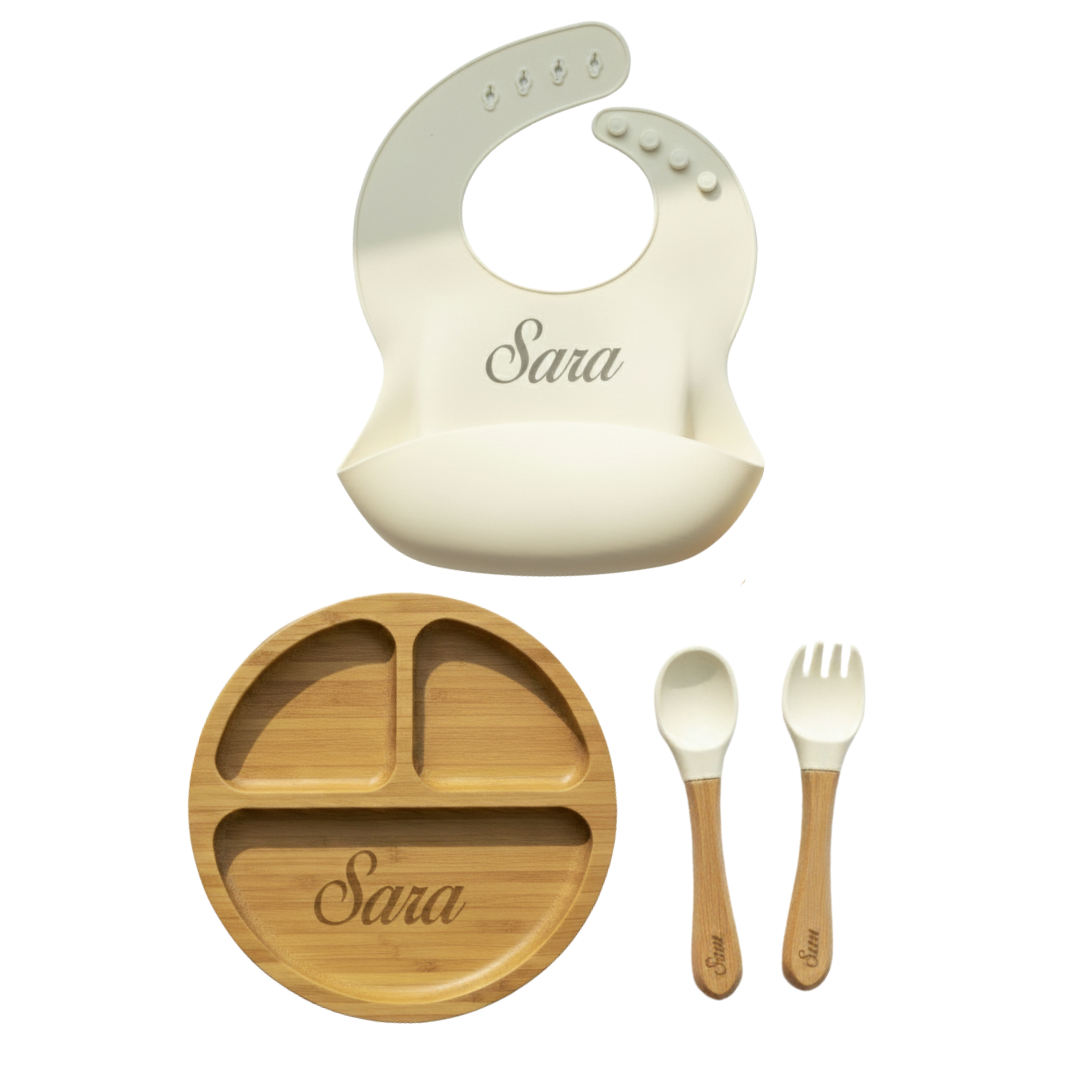 Mommy's Charms - Personalized Bamboo Baby Meal Set - 4pcs