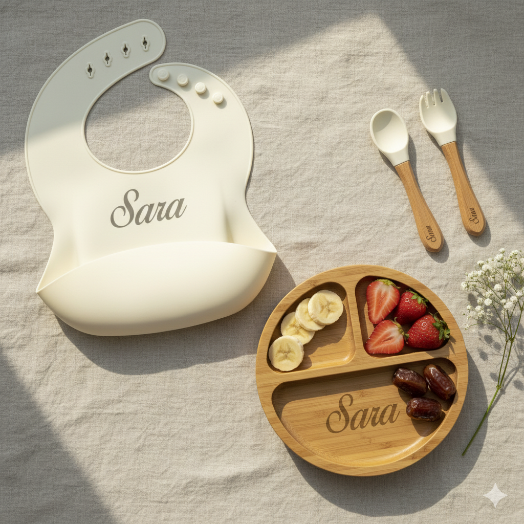 Mommy's Charms - Personalized Bamboo Baby Meal Set - 4pcs