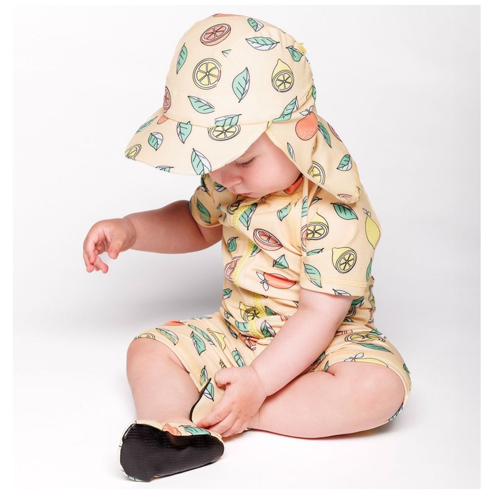Smafolk - Girl's UV50 Lemons & Oranges Print Sun Hat - Yellow