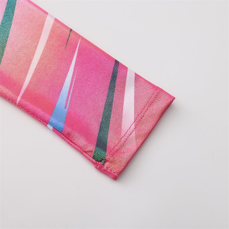 Onesports 3pc-Set - Girl's Linea Gymnastics Leotard, Shorts & Scrunchie - Multicolor