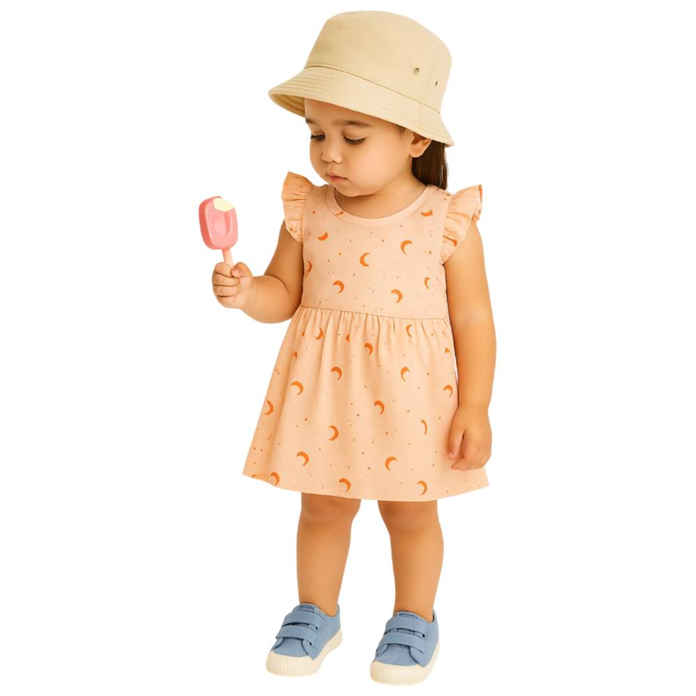 Luay - Girls Ruffled Sleeve Dress - Orange