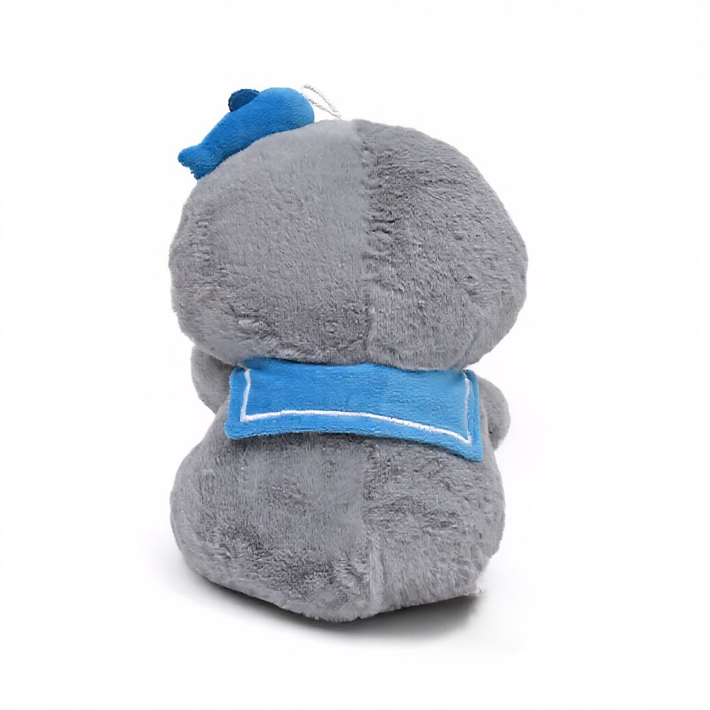 Toto Toys - Penguin With Blue Fish Soft Plush Toy - Grey - 30 cm