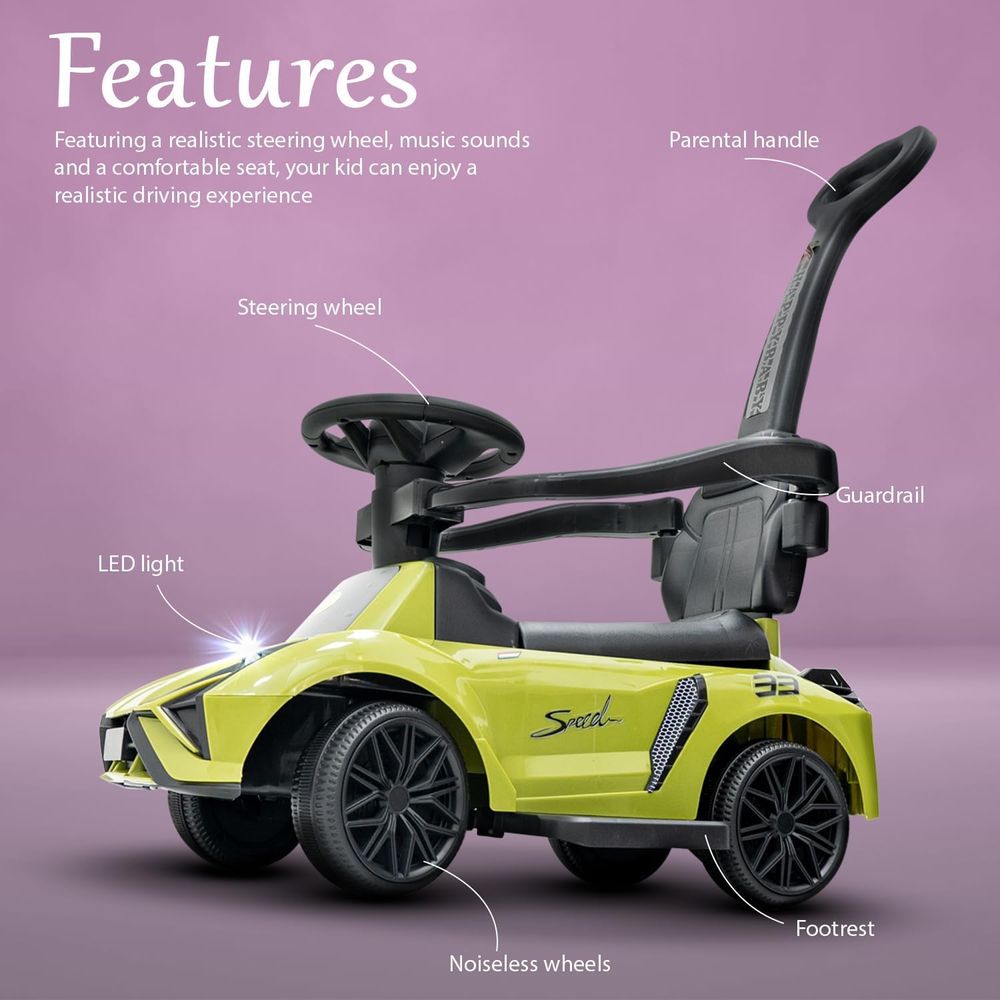 baybee - Ride On Push Car For Kids With Light & Music - Green