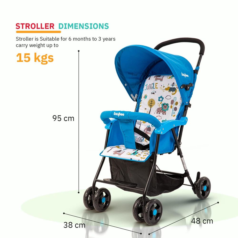 baybee - Portable Infant Baby Stroller With Round Grip Handle - Blue