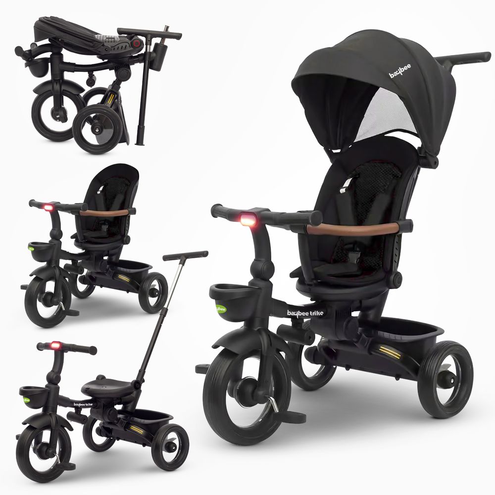Baybee - Cozy 7-In-1 Convertible Tricycle For Kids - Black