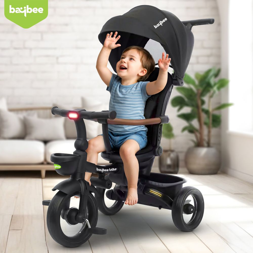 Baybee - Cozy 7-In-1 Convertible Tricycle For Kids - Black