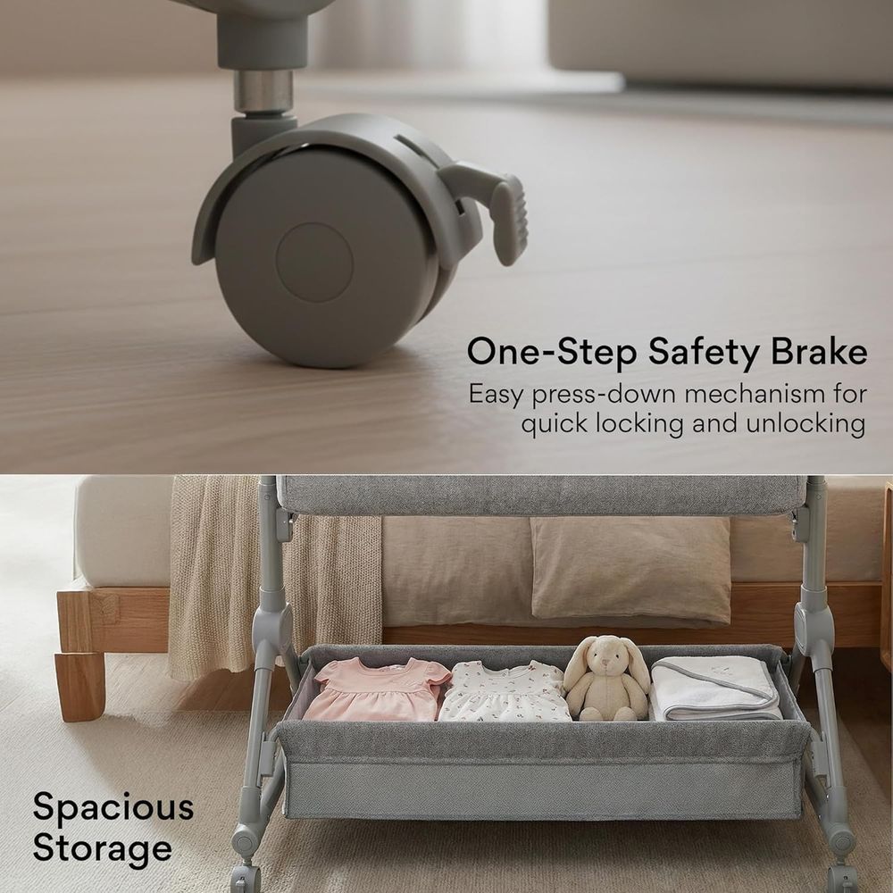 Baybee - 2 In 1 Baby Crib Bassinet With Wheels