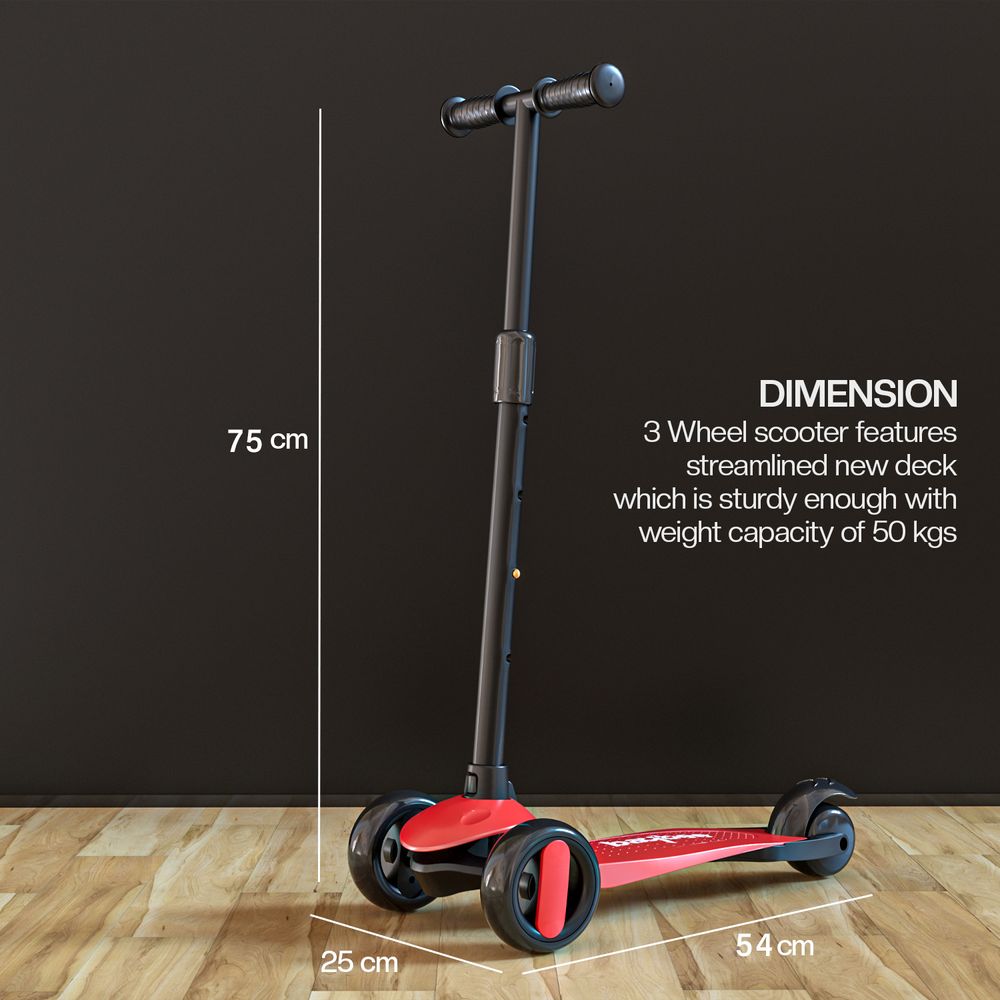 Baybee - Alpha Kids Scooter With LED PU Wheels - Red