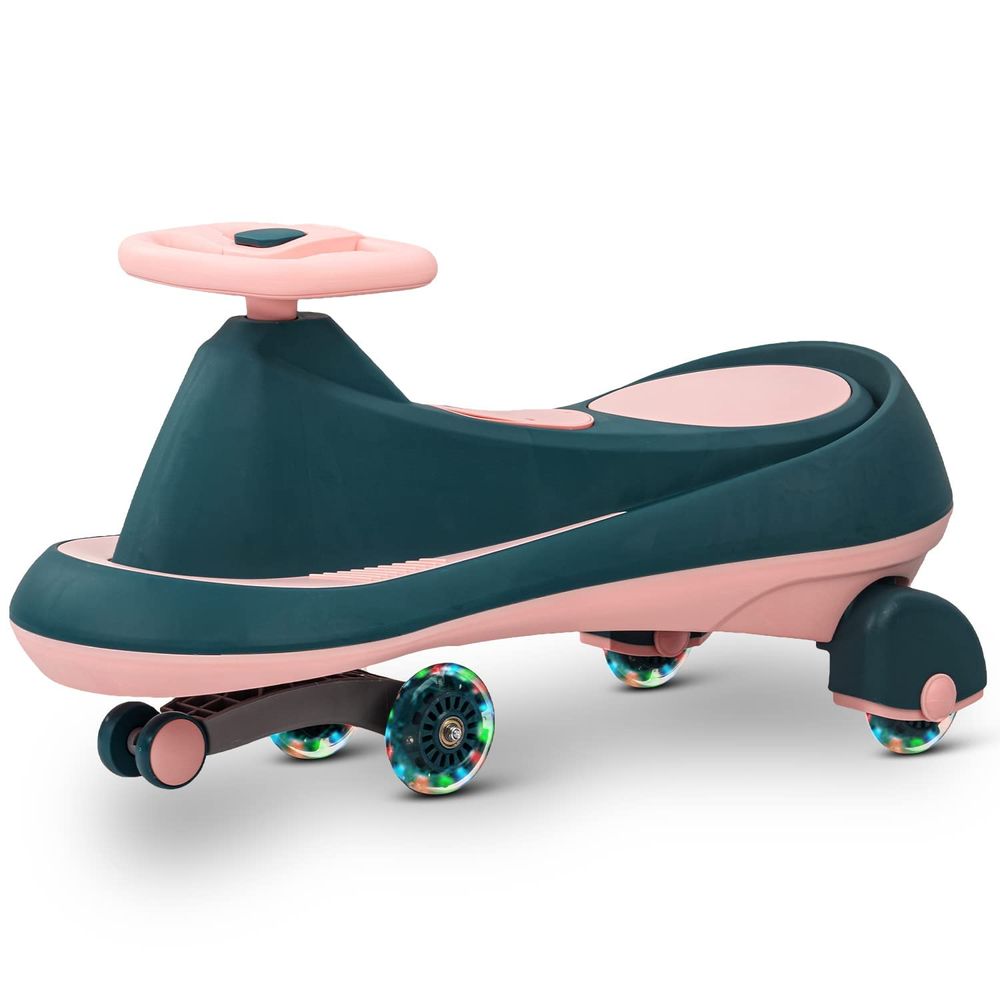 Baybee - Misura Manual Ride-On Swing Car - Green/Pink