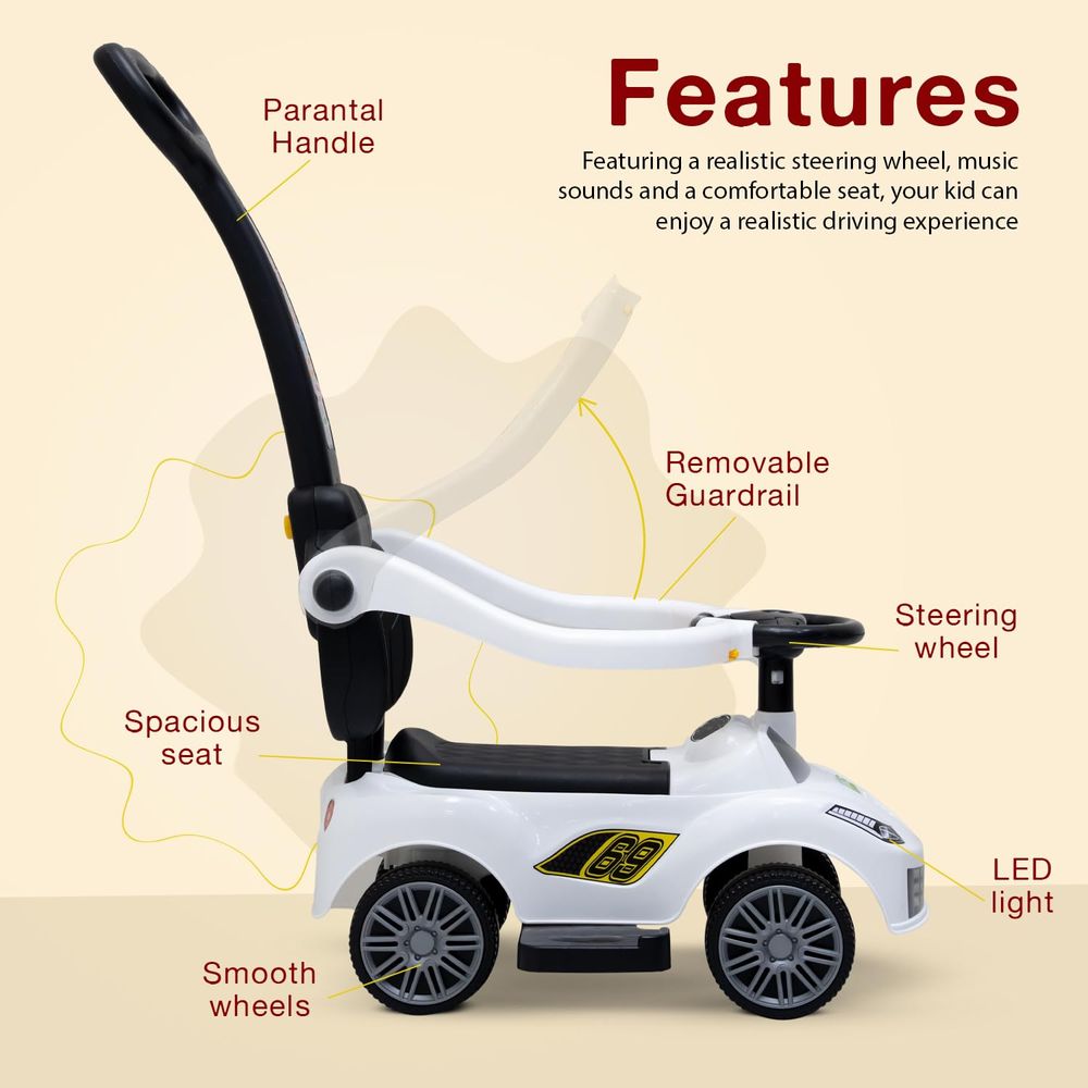baybee - Ride On Push Car For Baby & Kids - White
