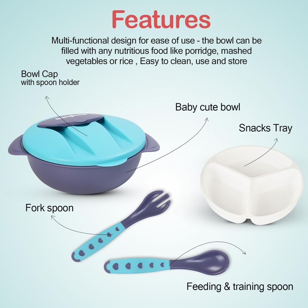 Baybee Silicone Suction Feeding Bowl With Spoon & Fork