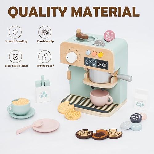 Factory Price - Wooden Children Coffee Maker Pretend Play Set - 23 Pcs