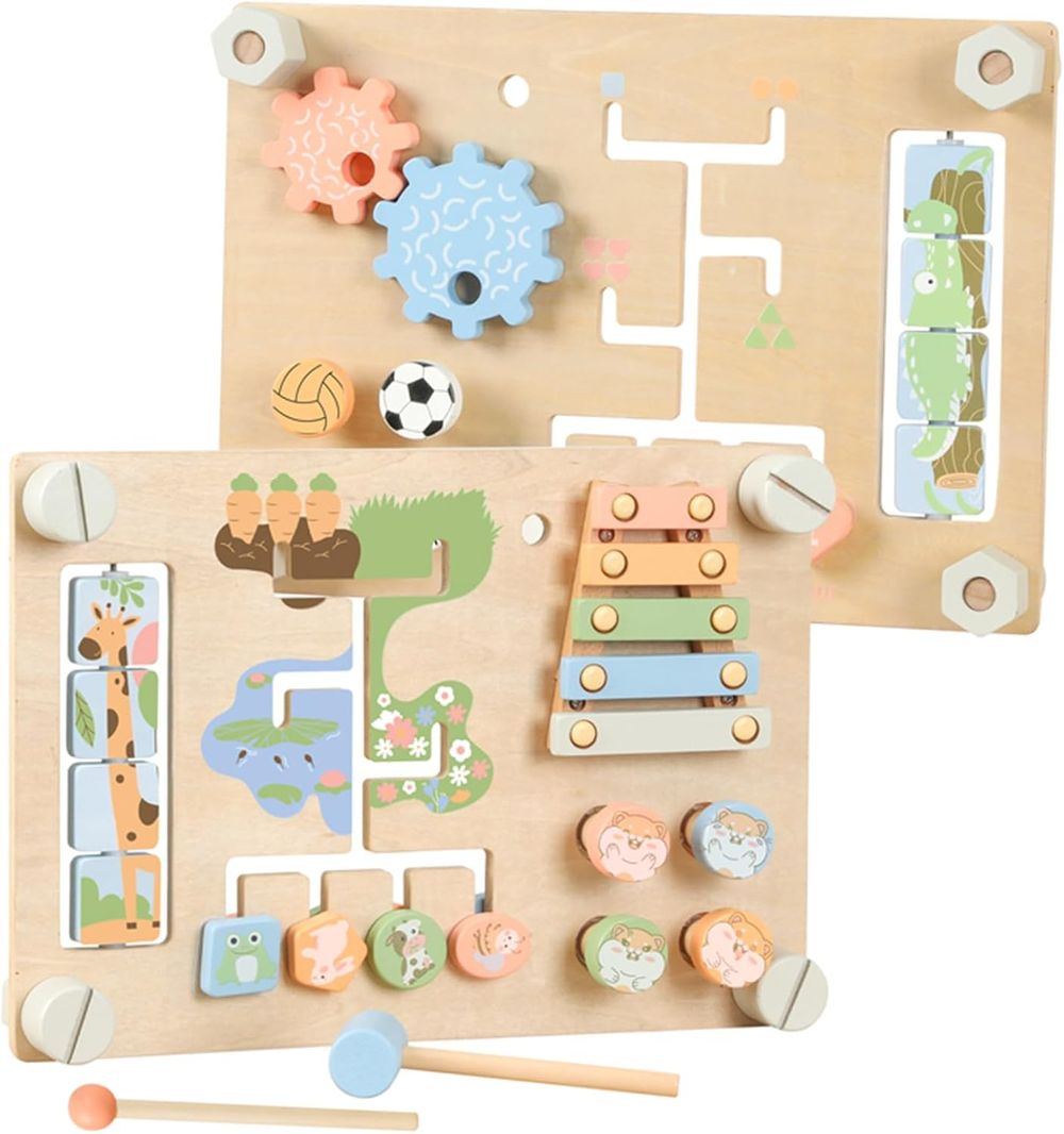 Factory Price Wooden Double-Sided Montessori Activity Board - Multicolor