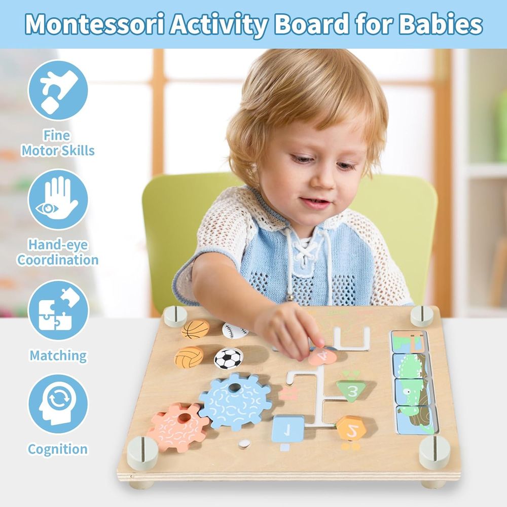 Factory Price Wooden Double-Sided Montessori Activity Board - Multicolor