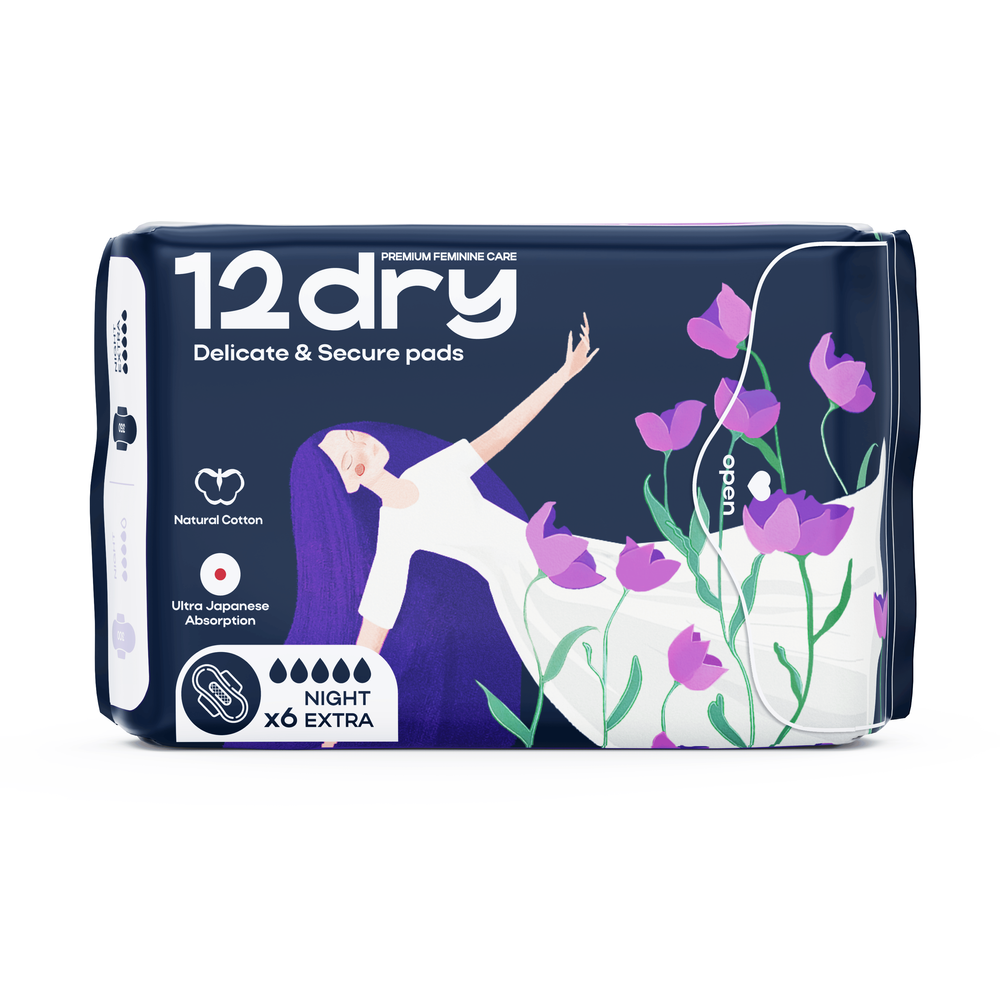 12dry - Ultra Thin Night Extra Pads - 6 pieces - 350mm
