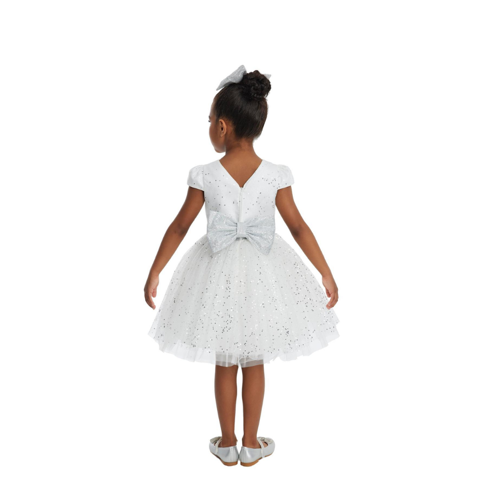 Via Bambino - Girl's Cap Sleeves Embellished Party Dress - White