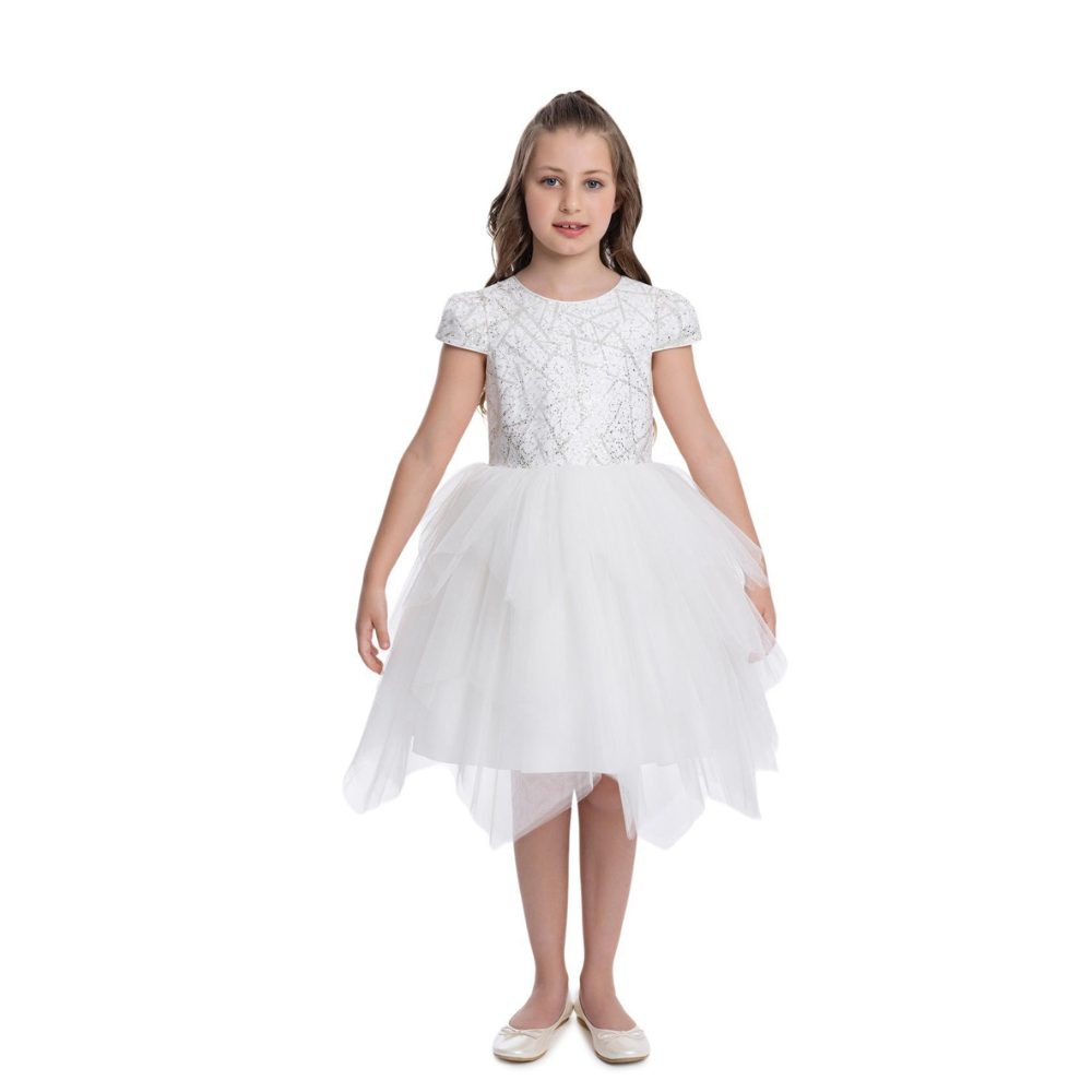 Via Bambino - Girl's Sparkling Tulle Cap Sleeves Party Dress