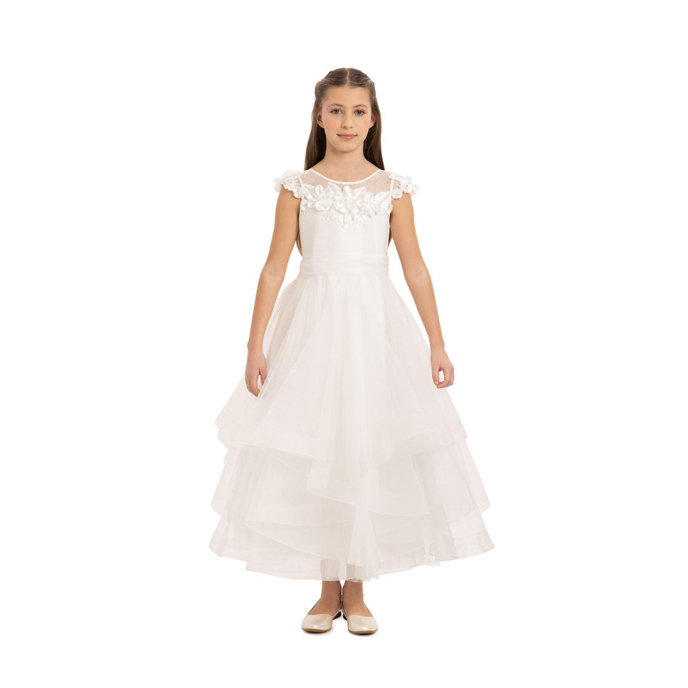 Via Bambino - Girl's Hi-Low Tiered Tulle Gown