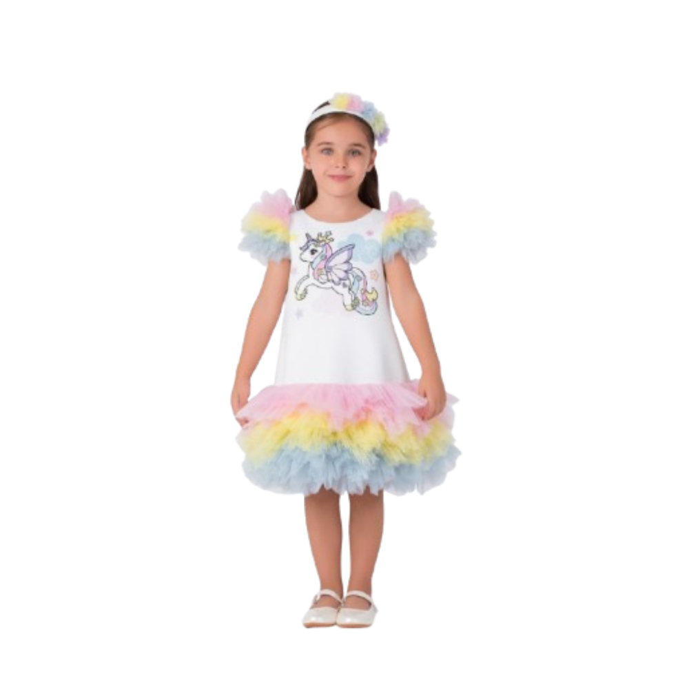 Via Bambino - Girl's Lovely Unicorn Dress - Multicolor