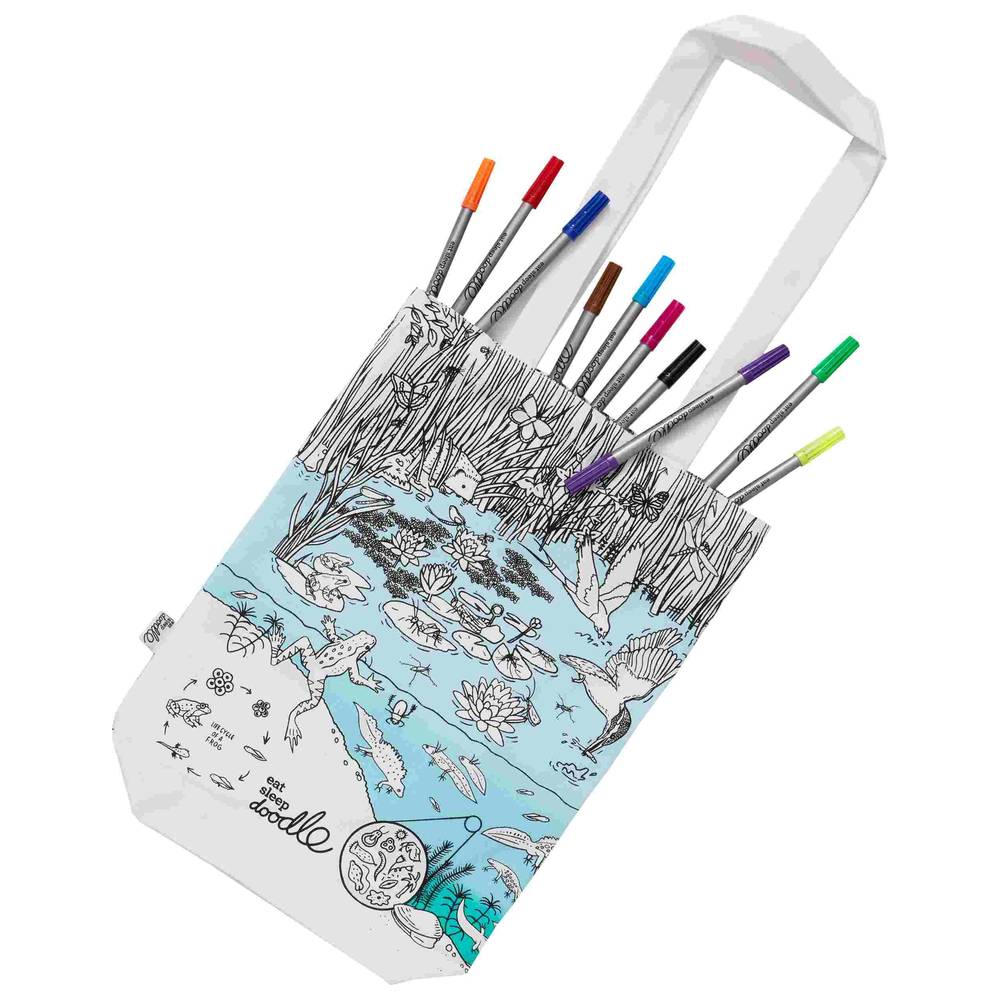 Eat Sleep Doodle - Color-In Tote - Pond Life
