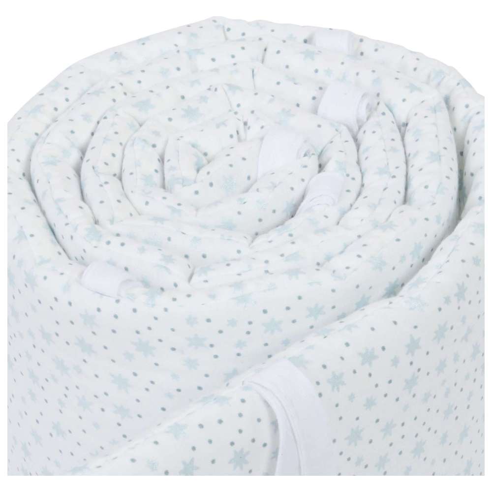 Babybay Organic Cotton Babynest - White Glitter Stars Diamond Blue