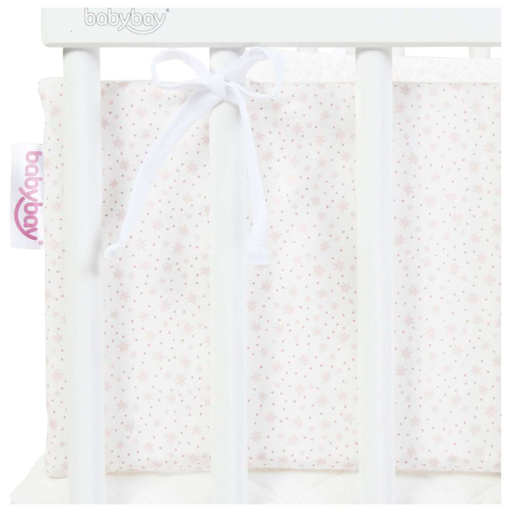 Babybay Organic Cotton Babynest - White Glitter Stars Rose