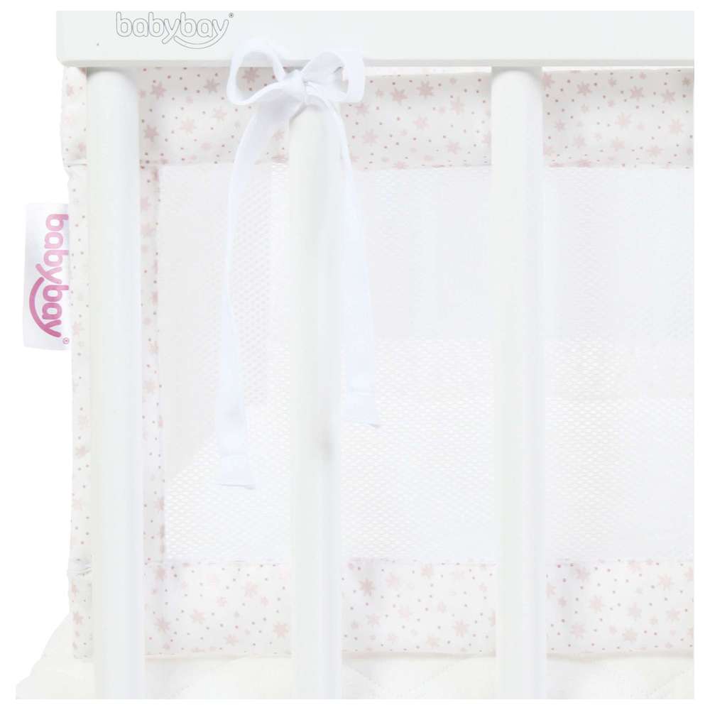 Babybay Mesh-Pique Babynest - White Glitter Stars Rose
